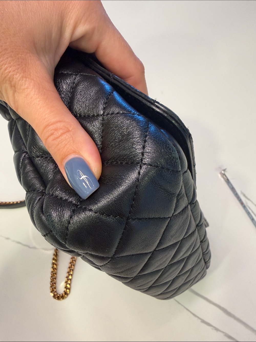 Versace Black Quilted Leather Crossbody with Gold Medallion and Chain - Picture 13 of 14